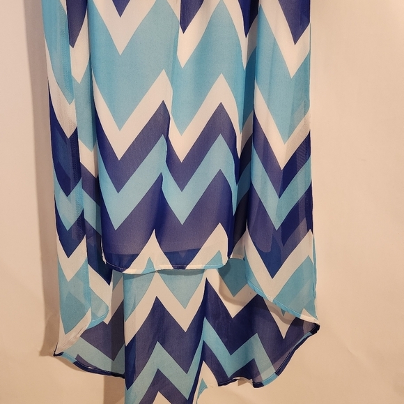 Sequin Hearts Dress Royal Blue Turquoise White Stripes 16 Girls Asymmetrical Hem - Picture 5 of 12